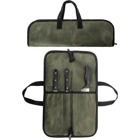 Sac à Couteaux de Chef en Toile Portable d'Extérieur Sac de Rangement d'Outils Multifonctionnel Avec Fermeture Éclair Voyage Camping Pique-Nique