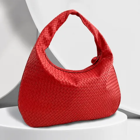 Sac Bandoulière Tissé à Main en PVC pour Femmes Vintage Sac Hobo Sous-Bras Sac Crescent Sac de Quotidien