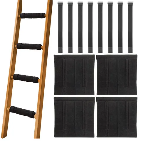 Bunk Bed Ladder Mat Non-Slip Protective Fabric Stair Cushion with Adjustable Fixing Straps for Loft Bed Safety