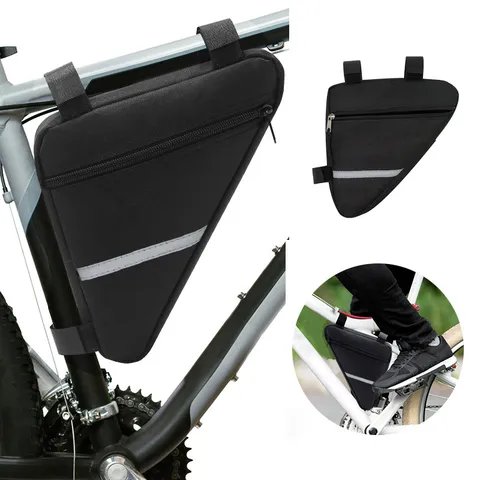 Sac Triangulaire pour Vélo de Montagne Multifonctionnel Étanche Sac de Cadre de Cyclisme Avec Porte-Bouteille Bande Réfléchissante
