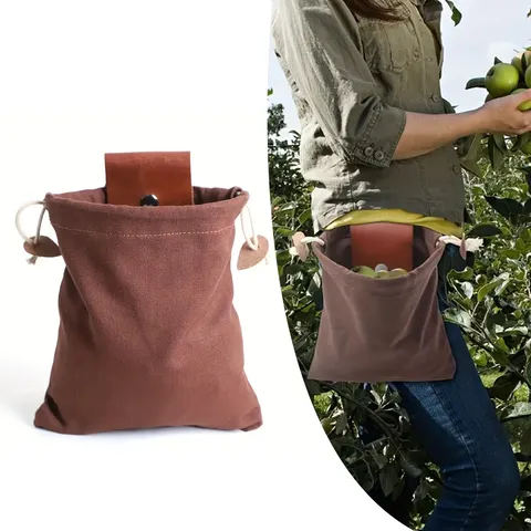 Sac Banane de Sport Pliable d'Extérieur en Toile et PU Sac de Cueillette de Fruits Outil Pochette de Rangement Course Randonnée