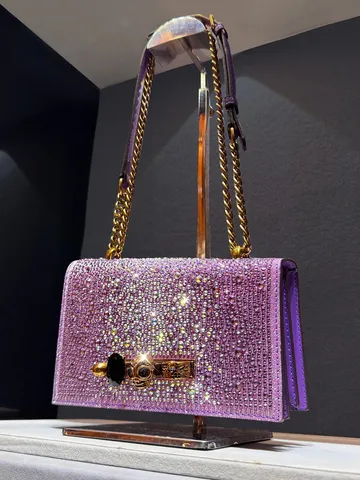 Luxury Rhinestone Chain Shoulder Crossbody Bag PU Leather Flap Evening Bag Chic Designer Style Handbag For Women