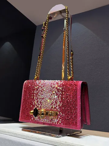 Luxury Rhinestone Chain Shoulder Crossbody Bag PU Leather Flap Evening Bag Chic Designer Style Handbag For Women