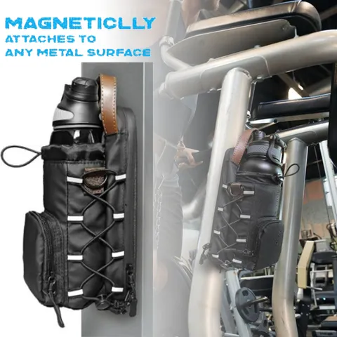 Pochette de Bouteille d'Eau Magnétique en Tissu Oxford Imperméable Sports de Plein Air Fitness Gym Sac Bandoulière Portable