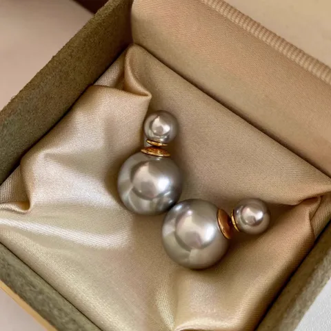 Boucles d'Oreilles Clous en Perle Artificielle Double Face Avec Tige en Argent Sterling 925 Minimaliste Rond Géométrique Bijoux pour Femmes
