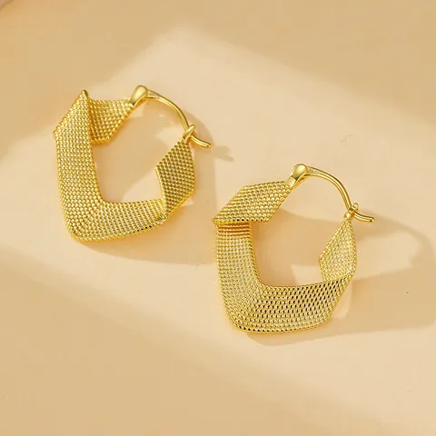 Boucles d'Oreilles Créoles Tressées pour Femmes Boucles d'Oreilles Clous Géométriques Irrégulières Avec Tige en Argent Sterling 925