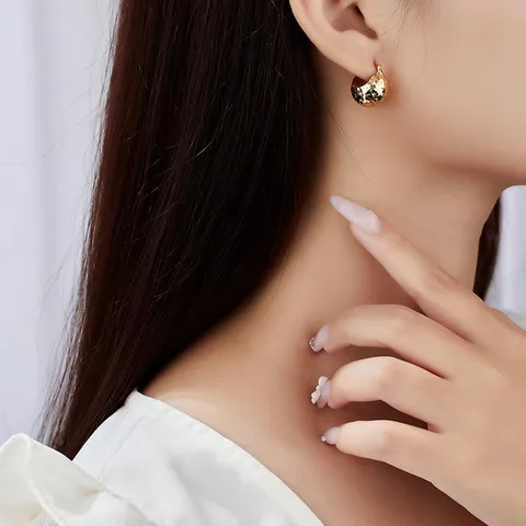Boucles d'Oreilles Créoles en Argent Sterling 925 pour Femmes Motif Écaille de Dragon Glace Pilée Boucles d'Oreilles Boule Plaqué Or Argent Bijoux
