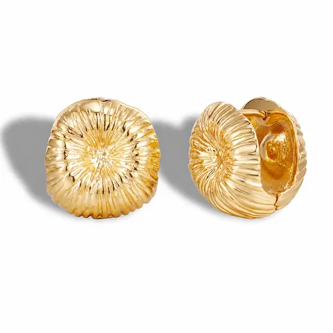 Boucles d'Oreilles Créoles de Luxe en Cuivre Brossé Texture Feu d'Artifice Géométriques Carrées Rondes Plaquées Or Argent Bijoux de Niche pour Femmes