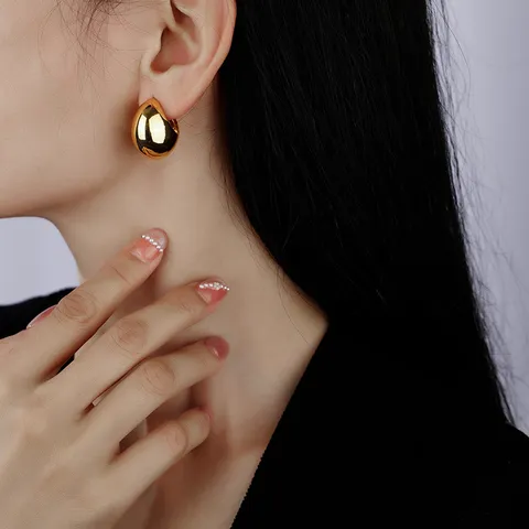 Boucles d'Oreilles Anneaux en Cuivre en Forme de C Avec Tige en Argent Sterling 925 Clous d'Oreilles Électroplaqués Lisses Demi-Ronds Épais Bijoux pour Femmes