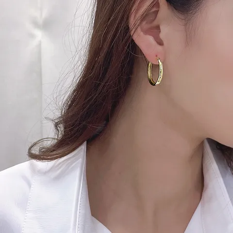 Boucles d'Oreilles Créoles en Argent Sterling 925 pour Femmes Boucles d'Oreilles Rondes Géométriques Minimalistes Brossées Or