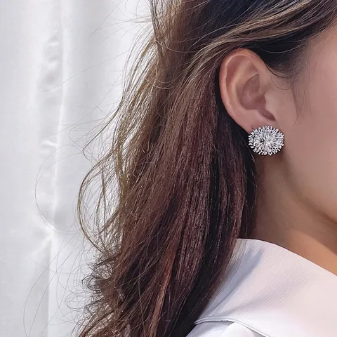 Élégantes Boucles d'Oreilles Clous en Argent Sterling 925 Forme Fleur Géométrique Texture Corail Irrégulière Bijoux Mode Femme