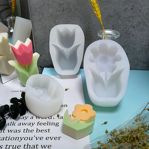 3D Καλούπι Σιλικόνης Λουλουδιού Ηλιοτρόπιο Τουλίπα Για Αρωματικό Κερί Χειροποίητο Σαπούνι Γύψο DIY Εργαλείο Κατασκευής
