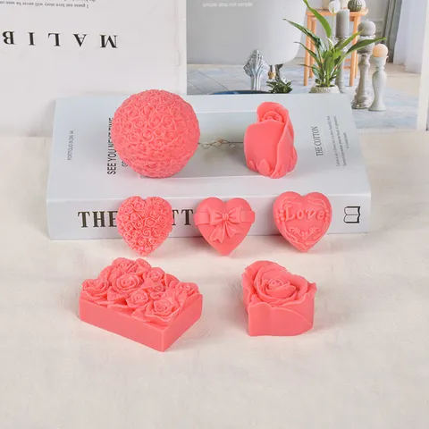 Molde de Silicona para Vela Corazón Rosa Aromaterapia Cera Jabón DIY Manualidades Yeso Resina Epoxi Molde Herramienta de Repostería