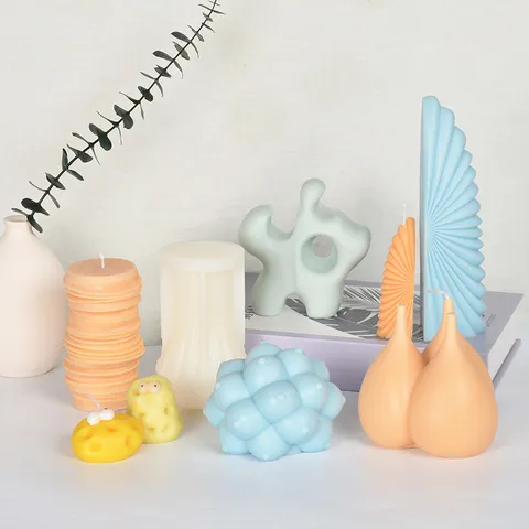DIY Silicone Candle Mold Geometric Cylinder Stripe Wave Spiral Pillar Aromatherapy Candle Making Soap Plaster Craft Tool