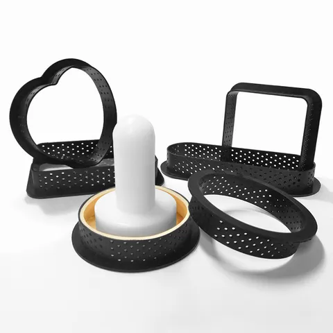 Perforated Heart Shaped Tart Ring PA Baking Mold Non Stick Pastry Ring For Kitchen Home Pastry Baking Tool