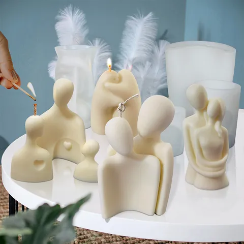 3D Αφηρημένο Καλούπι Κεριών Σιλικόνης Ανθρώπινου Σώματος Ζευγάρι Οικογένεια Άγαλμα Αρωματικό Γύψος Σάπων Ρητίνη DIY Διακόσμηση Σπιτιού