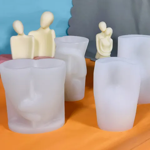 3D Αφηρημένο Καλούπι Κεριών Σιλικόνης Ανθρώπινου Σώματος Ζευγάρι Οικογένεια Άγαλμα Αρωματικό Γύψος Σάπων Ρητίνη DIY Διακόσμηση Σπιτιού