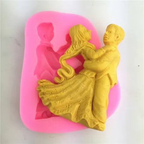 Dancing Bride And Groom Liquid Silicone Mold For Fondant Cake Chocolate Handmade Soap Craft Resin Polymer Clay Making Decor