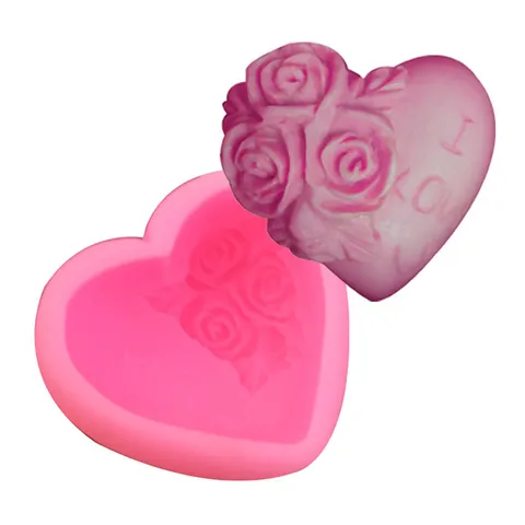 Heart Rose Silicone Cake Mold Embossed Chocolate Fondant Handmade Soap Craft Baking Tools Romantic Valentine Gift Pastry Molds