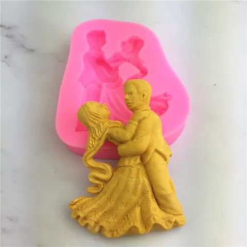 Dancing Bride And Groom Liquid Silicone Mold For Fondant Cake Chocolate Handmade Soap Craft Resin Polymer Clay Making Decor