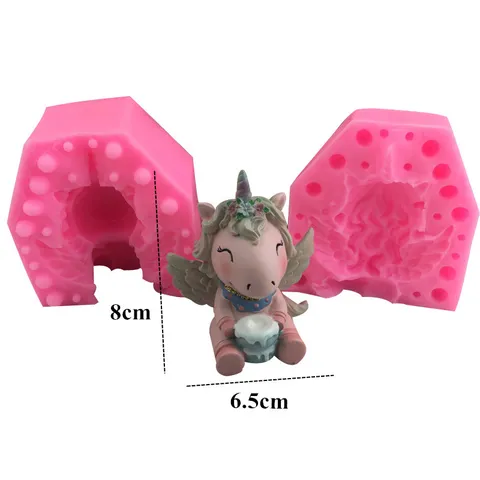3D Unicorn Silicone Cake Mold Cartoon Animal Fondant Baking Tool Handmade Soap Aromatherapy Gypsum Mold Chocolate Pastry Bakeware