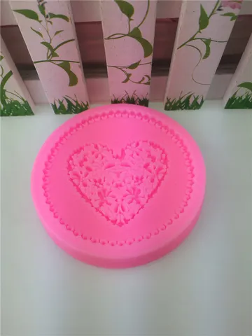 Stampo in Silicone a Forma di Cuore e Fiore per Torte Fondente Cioccolato Cottura Resina Argilla Fai-da-te Decorazione Dolci
