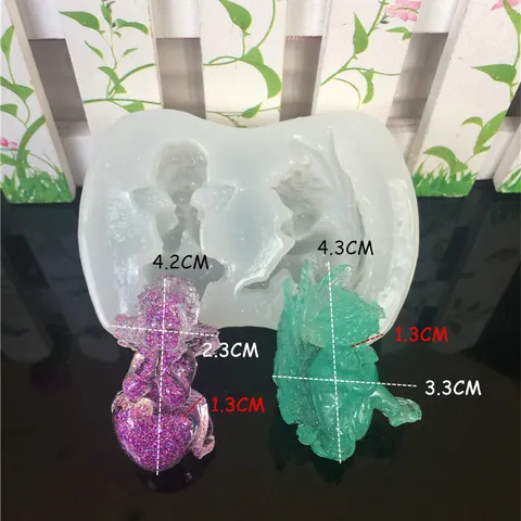 Angel Wings Heart Silicone Mold Mirror Surface Epoxy Resin Craft Mold Sleeping Baby Polymer Clay Baking Cake Decoration Mold