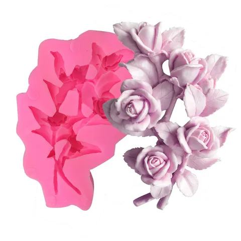 3D Rosenstrauß Silikonform Für Fondant Kuchendekoration Seife Kerze Gips Harz Bastelform Blumenbündel Backwerkzeug