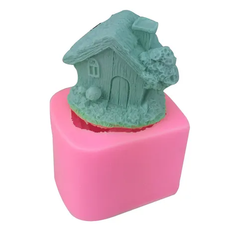 3D Cabin House Silicone Mold For DIY Handmade Soap Candle Fondant Cake Decorating Gypsum Resin Casting Mold Craft Tool