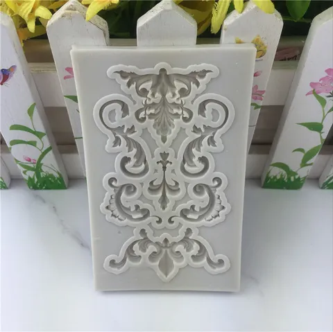 Vintage Baroque Totem Border Silicone Mold Fondant Lace Cake Decorating Baking Tool Relief Border Mold For Pastry Sugarcraft