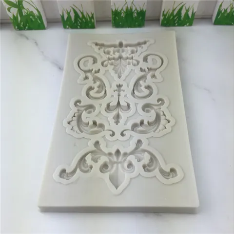 Vintage Baroque Totem Border Silicone Mold Fondant Lace Cake Decorating Baking Tool Relief Border Mold For Pastry Sugarcraft