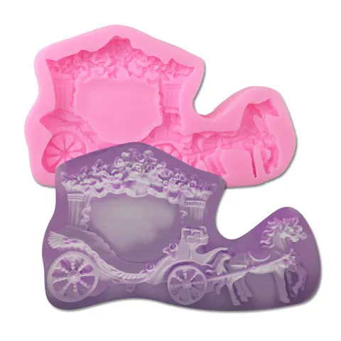 Moule en Silicone Carrosse de Princesse Outils de Décoration de Gâteau Bordure Florale Carrosse de Citrouille Moule à Chocolat