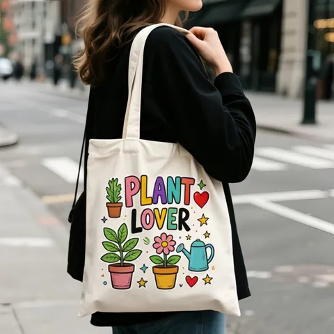 Regenbogen Cartoon Bedruckt Segeltuch Tragetasche Cremeweiß Baumwolltuch Schultertasche Shopper Für Lehrer Krankenschwester Gärtner Beruf Thema Große Einkaufstasche