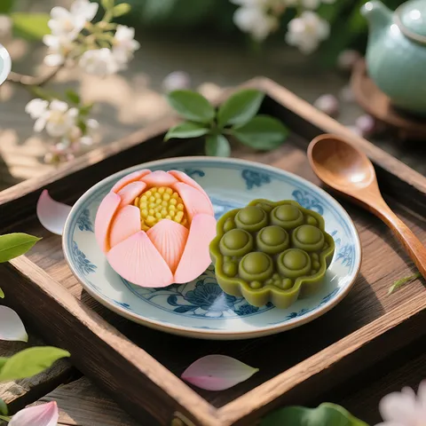 Lotus Flower And Pod Pastry Silicone Mold Chinese Dim Sum Mung Bean Cake Baking Tool DIY Dessert Fondant Mold