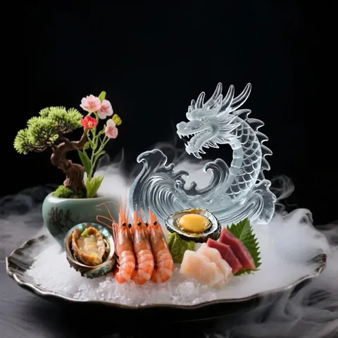 Silicone Ice Sculpture Mold Dragon King Phoenix Mold DIY Sashimi Cold Dish Food Box Landscaping Table Setting Baking Tool