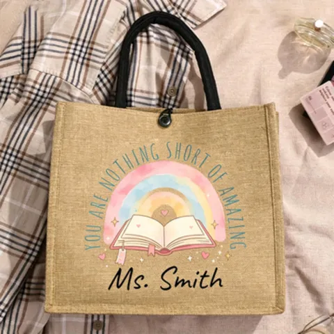 Urban Minimalistisch Baumwollhanf Tragetasche Webstruktur Bedruckt Schulterhandtasche Offene Einkaufstasche Für Alltag Damen