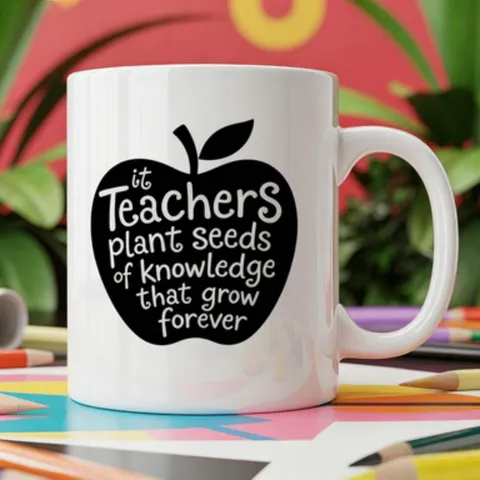 American Cartoon Ceramic Mug Happy Teacher Day Bone China Coffee Cup White Cylindrical Water Mug For Office School Teachers Gift