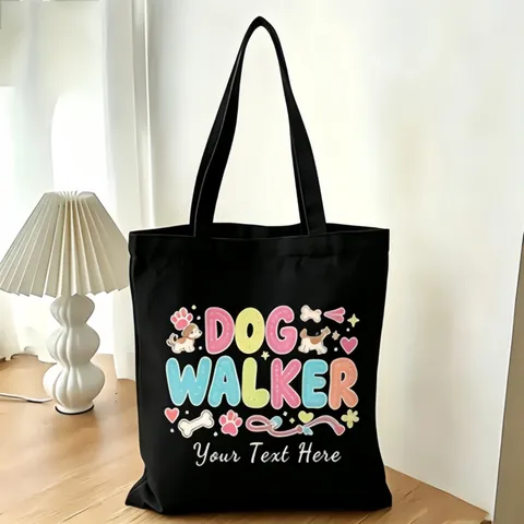 Simpatica Borsa Tote in Tela Stampata a Cartoni Animati Borsa a Spalla Grande Capacità Borsa da Spesa Grafica Casual per Unisex Uso Quotidiano Nero Bianco