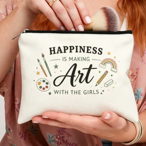 Women Urban Minimalist Polyester Cosmetic Bag American Letter Print Zipper Clutch Travel Multipurpose Storage Pouch Gift