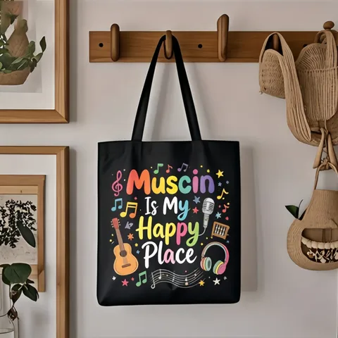 Women Canvas Rainbow Letter Printed Tote Bag Large Capacity Teacher Gifts School Campus Black Shoulder Bag Daily Handbag