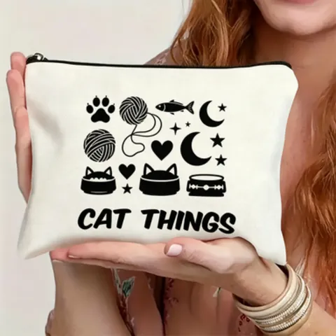 Minimalist Black and White Illustration Polyester Clutch Bag Handheld Zipper Storage Pouch For Women Travel Gym Makeup Organizer