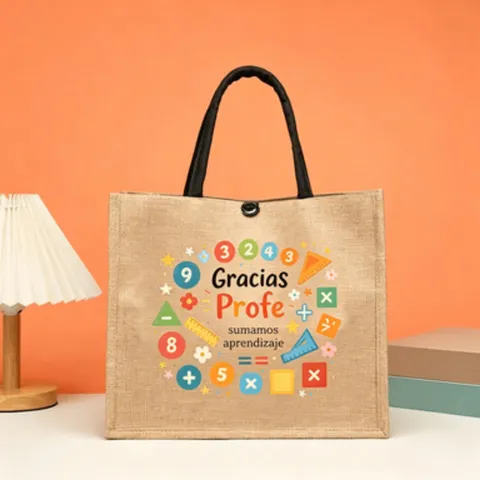 Spanischer Lehrertag Geschenk Jute Tragetasche Mathematik Naturwissenschaften Cartoon Illustration Handtasche Gracias Profe Jutesack Für Lehrer
