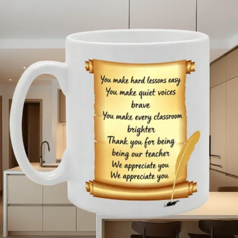 Retro Gold Pergament Knochenporzellan Becher Kreatives Lehrer Geschenk Weißer Keramik Kaffeebecher Für Büro Schreibtisch Lehrer Zitate Bedruckt Mit Geschenkbox
