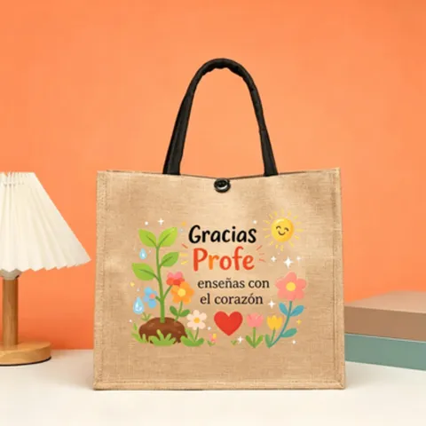 Spanischer Lehrertag Geschenk Jute Tragetasche Mathematik Naturwissenschaften Cartoon Illustration Handtasche Gracias Profe Jutesack Für Lehrer