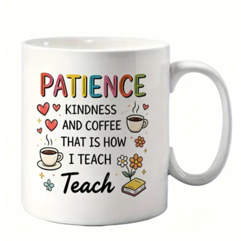Modern Cartoon Bone China Teacher Appreciation Mug Colorful Letter School Patterns Heat Resistant Coffee Water Mug Gift
