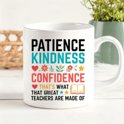 Modern Bone China Coffee Mug With Inspirational Teacher Slogans Color Contrast Text Cylindrical Tea Cup Gift For Teachers Office Drinkware White