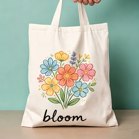 Große Kapazität Damen Leinwand Tragetasche Blumen Bedruckt Umweltfreundlich Einkaufstasche Urlaub Strand Schulter Handtasche
