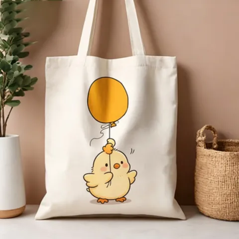 Simpatica Borsa Shopping in Tela Con Stampa di Palloncini Animali Cartoni Animati Giapponesi Minimalista Grande Borsa Casual da Donna