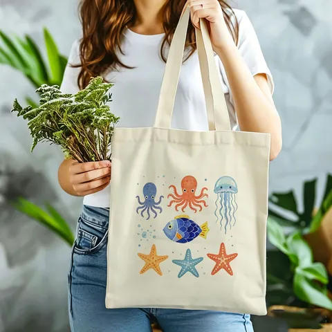 Damen Casual Canvas Tragetasche Große Kapazität Wiederverwendbare Einkaufstasche Schulterhandtasche Mit Druckmuster Grafik Top Tasche