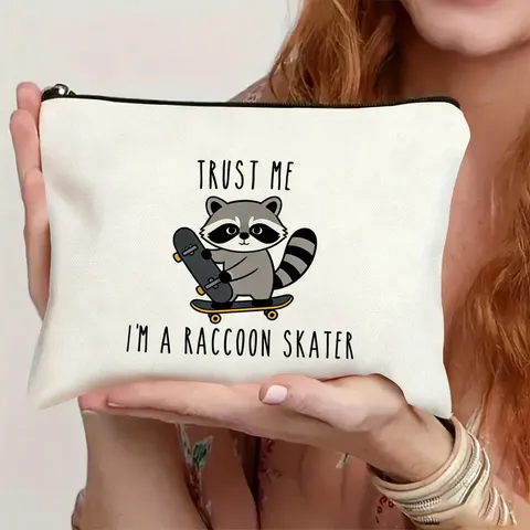 Mode Polyester Clutch Tasche Bedruckt Cartoon Tier Kosmetiktasche Tragbare Reise Make Up Tasche Kleine Quadratische Handtasche Für Damen